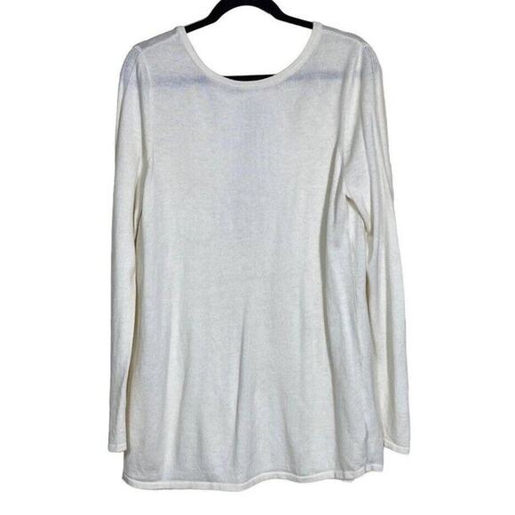 Soft Surroundings Ivory Wool-Blend Pleated Back Tunic Reserva Sweater - Medium - Picture 1 of 9